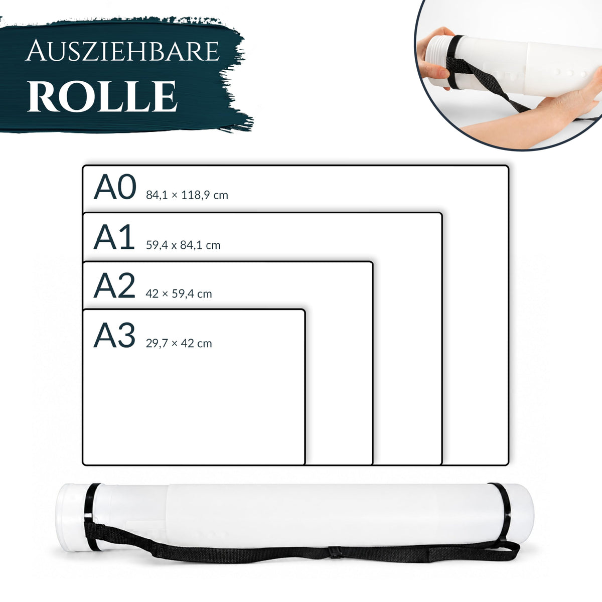 Artina Posterrolle A0 Flipchart Transportrolle verstellbar 60-100cm