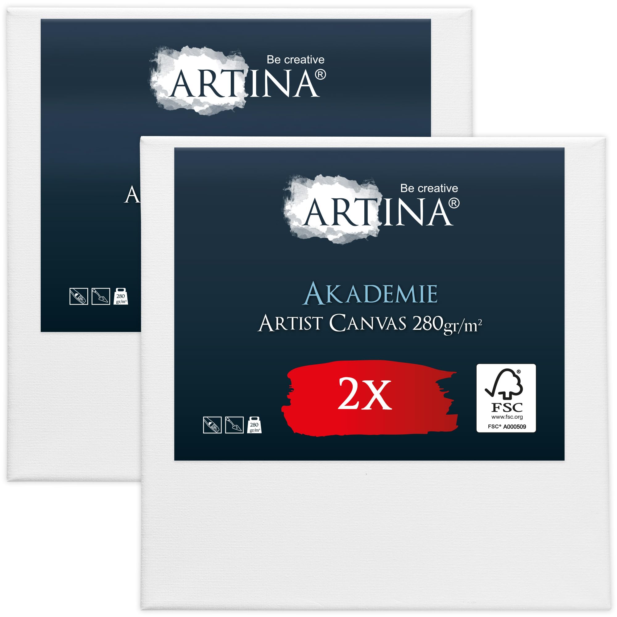 Artina Akademie Keilrahmen Leinwand FSC® 2er Set