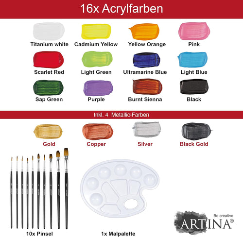 Artina 27tlg Acrylfarben Set Bergamo