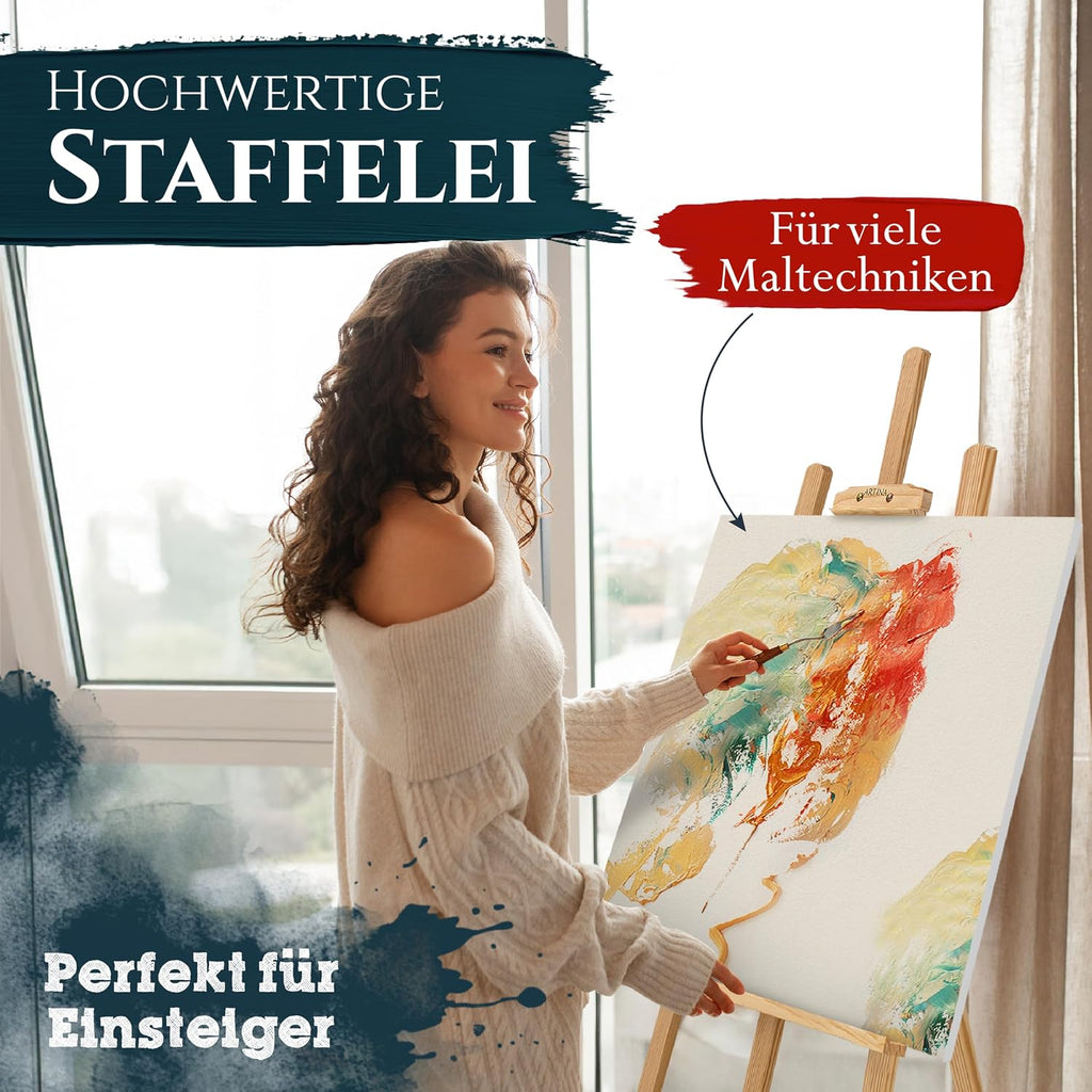 Artina 195cm Holzstaffelei – Staffelei höhenverstellbar – Tessin