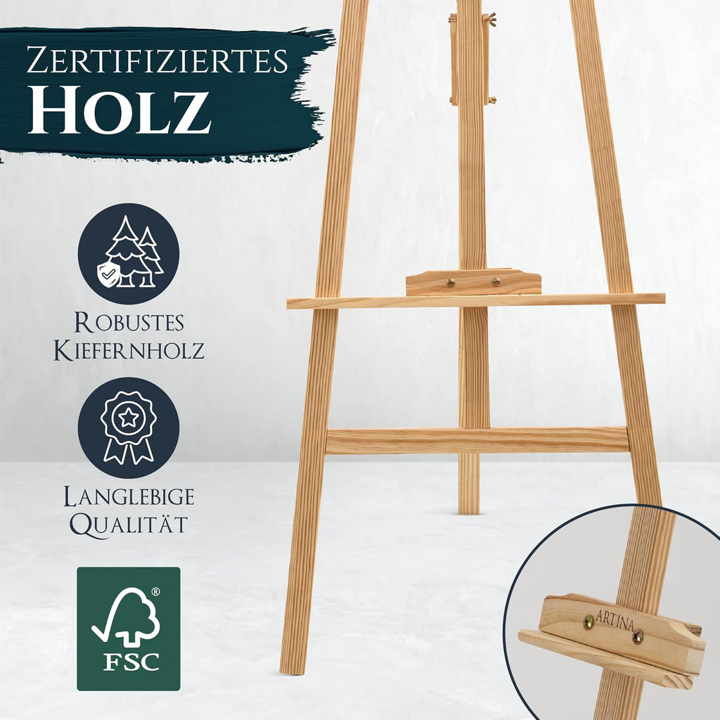 Artina 195cm Holzstaffelei – Staffelei höhenverstellbar – Tessin
