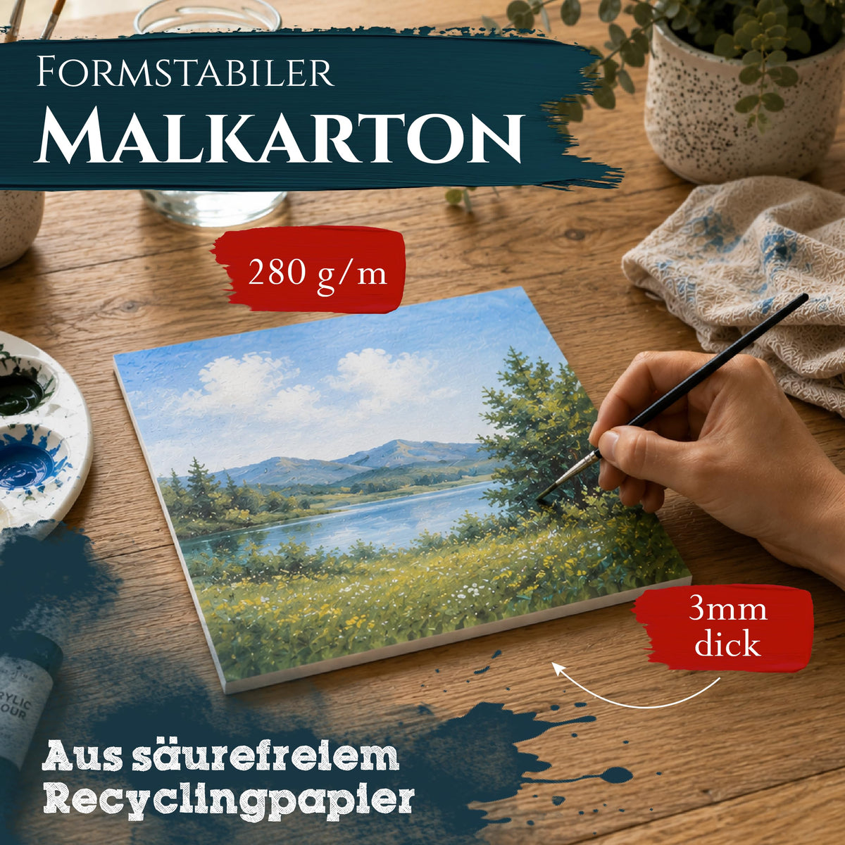 Artina 16er Set Malkarton Leinwand Canvas Malpappe 3mm dick