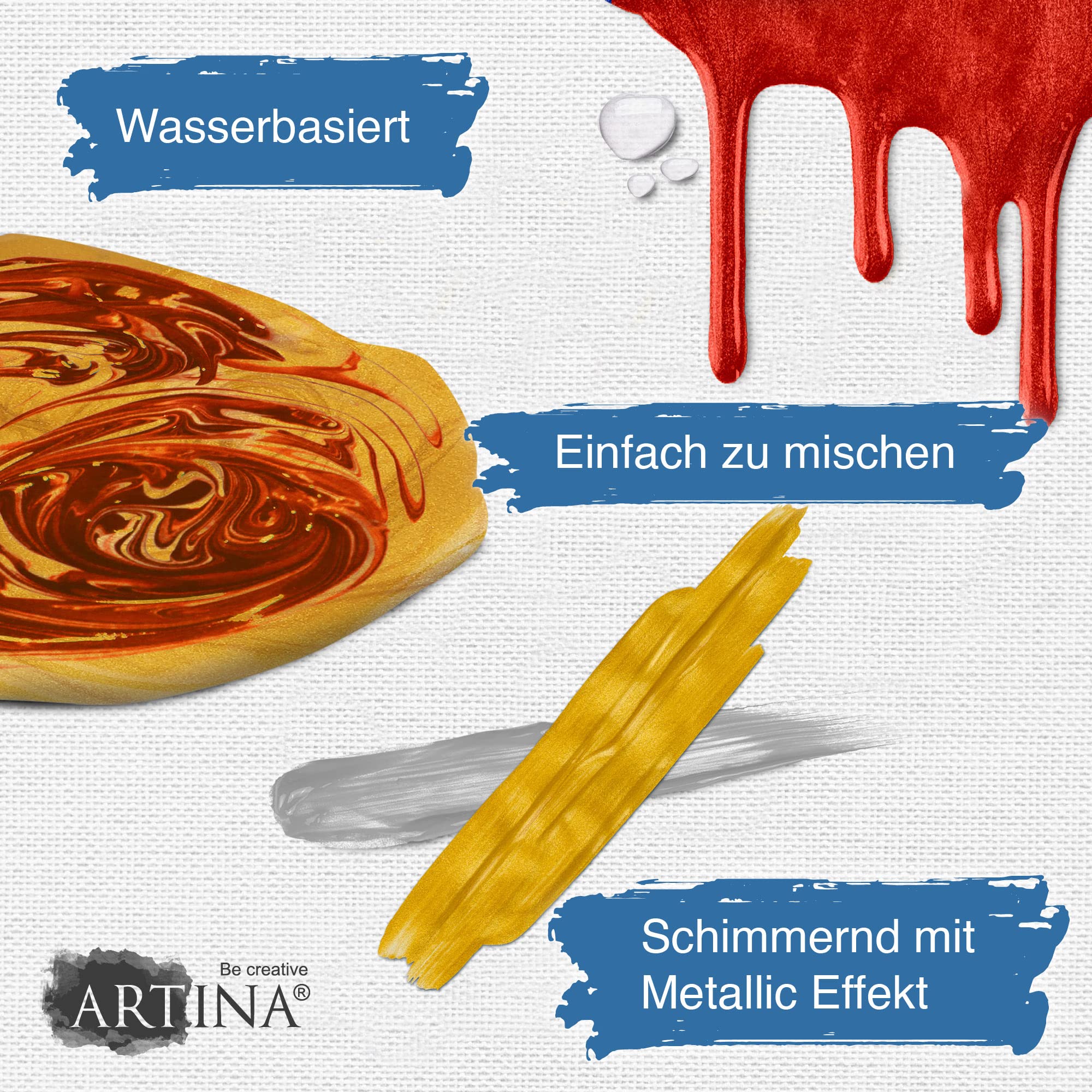 Artina Acrylfarben Metallic Set Crylic