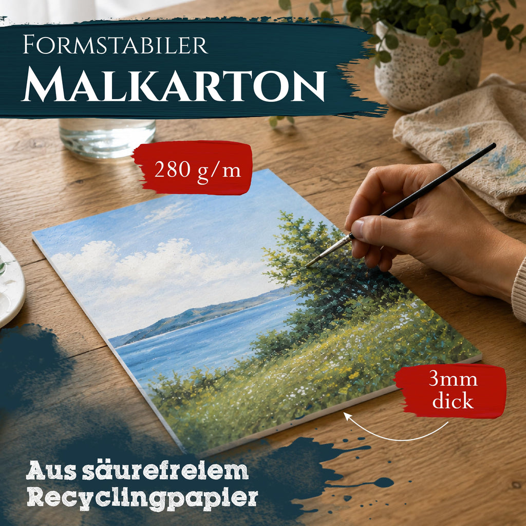 Artina 5er Set Malkarton Leinwand Canvas Malpappe 3mm dick