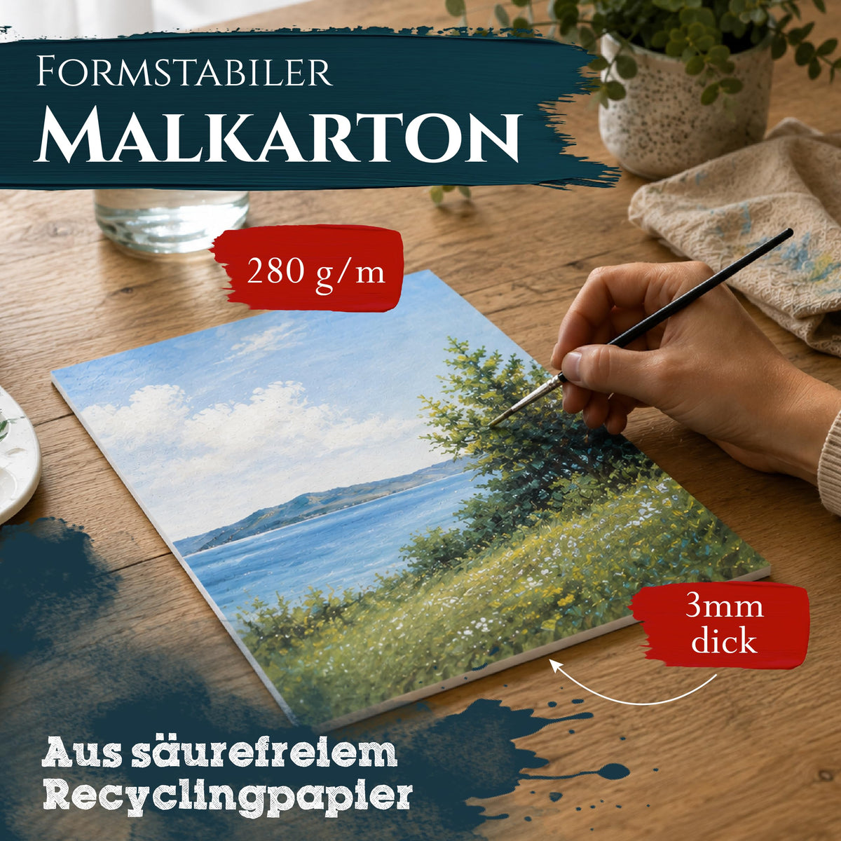 Artina 5er Set Malkarton Leinwand Canvas Malpappe 3mm dick