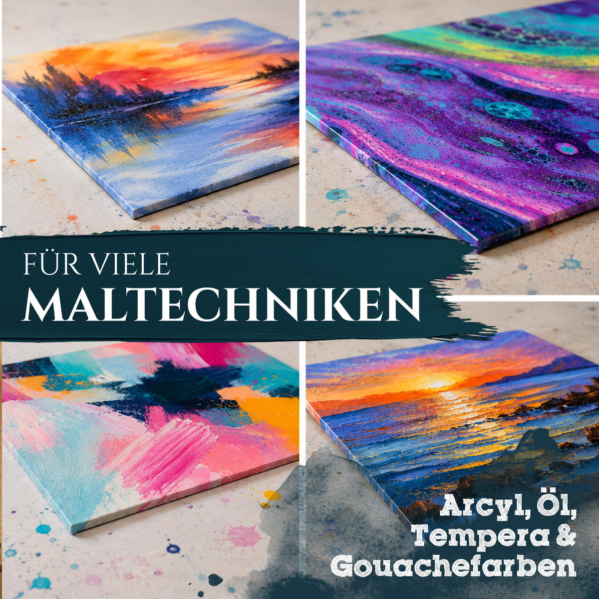 Artina 16er Set Malkarton Leinwand Canvas Malpappe 3mm dick