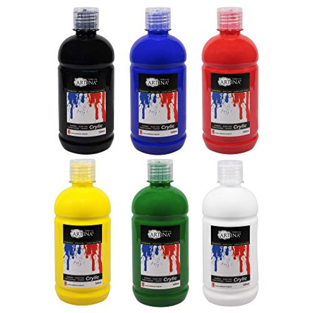 Artina Acrylfarben Set Crylic 6×500 ml Künstlerfarben – Artina Shop