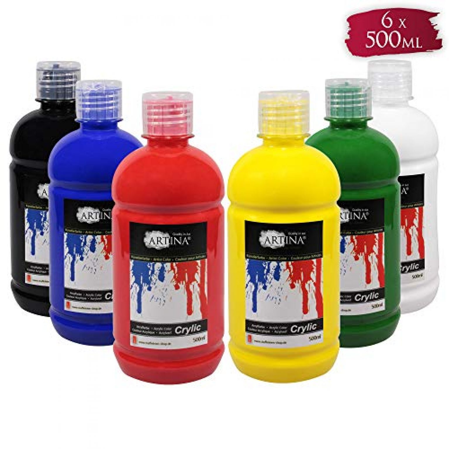 Artina Acrylfarben Set Crylic 6×500 ml Künstlerfarben – Artina Shop