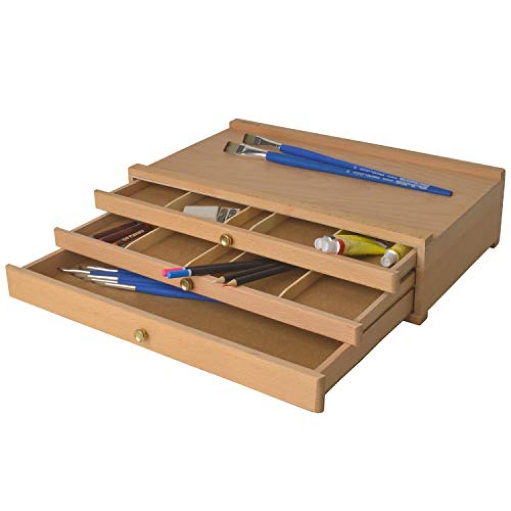 Malkoffer Troyes aus Buchenholz – Utensilienkoffer mit 3 Schubladen ...